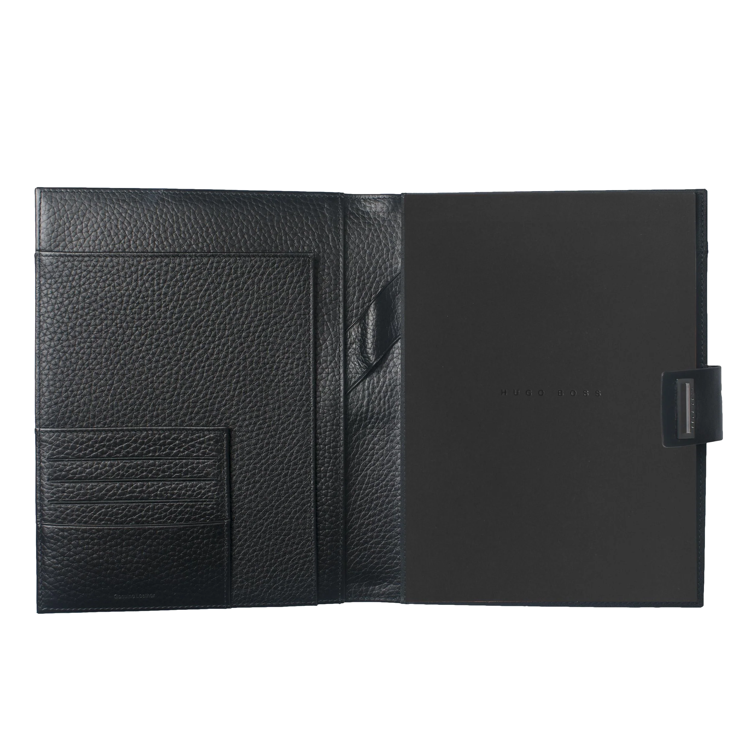 BOSS A5 Textured Leather Folder with Rollerball Pen and USB Keyring - Image 3