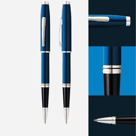 Cross Coventry Blue Lacquer Rollerball Pen with Polished Chrome Trims - Image 3