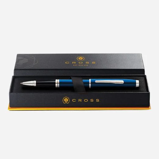 Cross Coventry Blue Lacquer Rollerball Pen with Polished Chrome Trims - Image 4