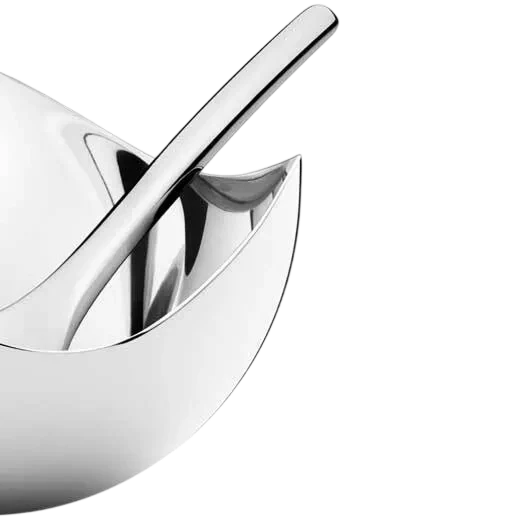 Georg Jensen Stainless Steel Bloom Salt Cellar with Spoon - Image 3