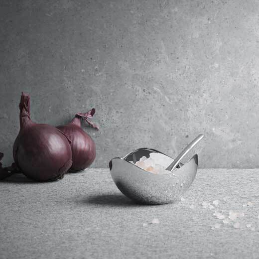 Georg Jensen Stainless Steel Bloom Salt Cellar with Spoon - Image 4