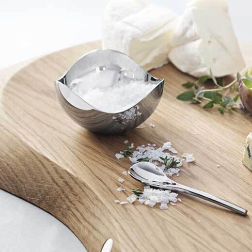 Georg Jensen Stainless Steel Bloom Salt Cellar with Spoon - Image 5