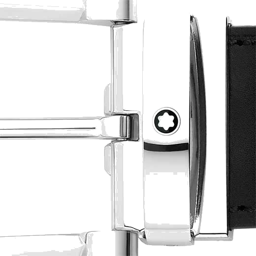 Montblanc Casual Line Horseshoe Stainless Steel Pin Buckle Reversible Black/Blue Belt - Image 4