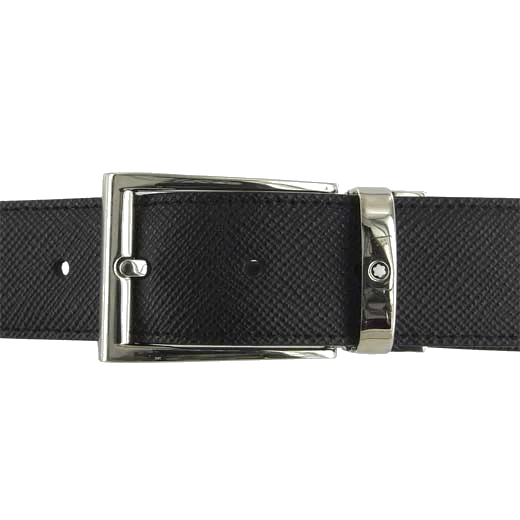 Montblanc Contemporary Line Trapeze Black & Brown Textured Leather Belt - Image 4
