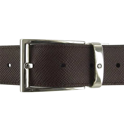 Montblanc Contemporary Line Trapeze Black & Brown Textured Leather Belt - Image 6