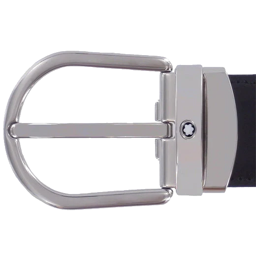 Montblanc Horse Shoe Pin Buckle Reversible Black/Brown Leather Belt - Image 3