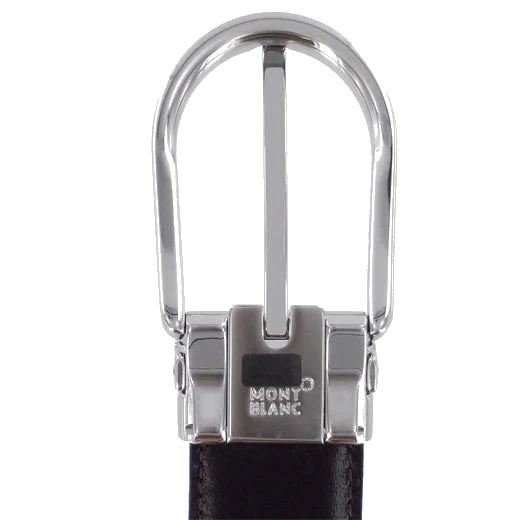 Montblanc Horse Shoe Pin Buckle Reversible Black/Brown Leather Belt - Image 4