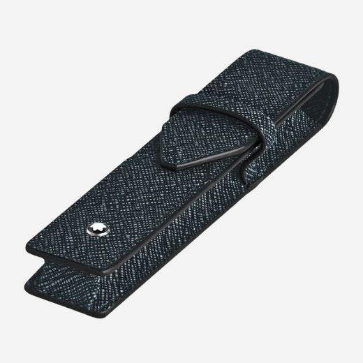 Montblanc Tweed Blue Sartorial Leather 1-Pen Pouch - Image 3