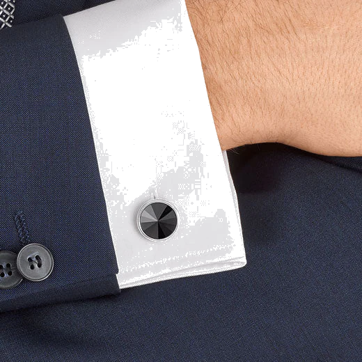 Montblanc Sartorial Stainless Steel and Onyx Round Cufflinks - Image 3