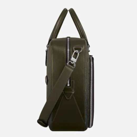 Montblanc Sfumato Khaki Corteccia Leather Briefcase - Image 3