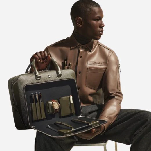 Montblanc Sfumato Khaki Corteccia Leather Briefcase - Image 8