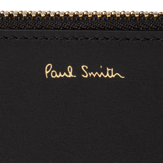 Paul Smith Black 'Signature Stripe' Leather 4CC Zip Pouch - Image 3