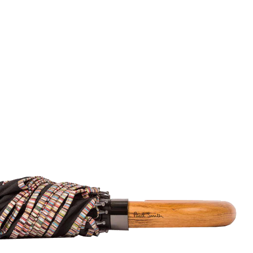 Paul Smith Compact Umbrella in Black with 'Signature Stripe' Trim - Image 4