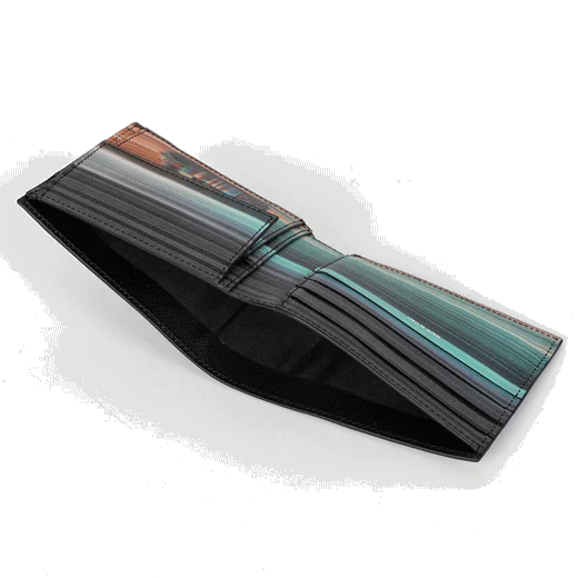 Paul Smith 'Mini Blur' Leather Billfold 4CC and Coin Wallet - Image 3