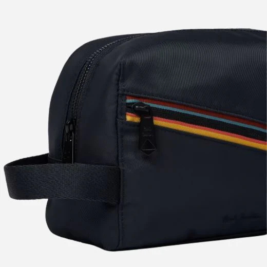 Paul Smith Navy Blue Polyester Wash Bag with 'Artist Stripe' Detailing - Image 3
