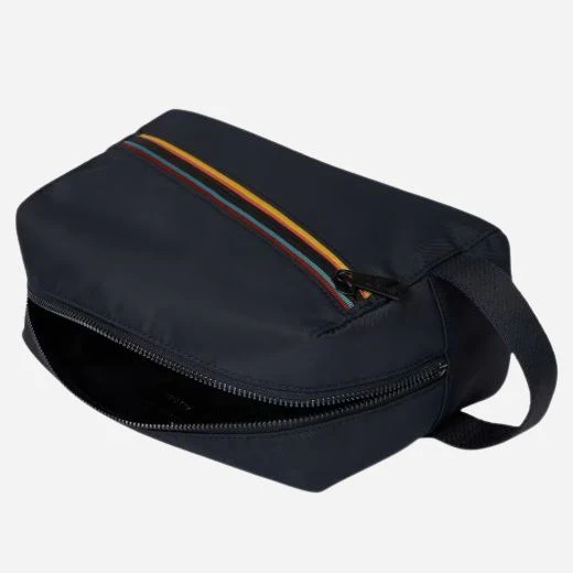 Paul Smith Navy Blue Polyester Wash Bag with 'Artist Stripe' Detailing - Image 4