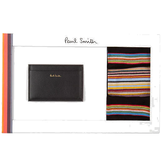 Paul Smith Signature Stripe Card Holder & Socks Gift Set - Image 5