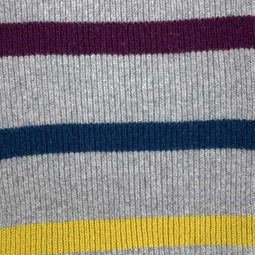 Paul Smith Women's Grey & Purple Striped Lambswool Pom Pom Scarf - Image 3