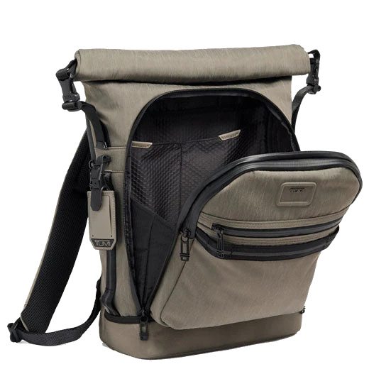 TUMI Alpha Bravo Brown Ally Roll Top Backpack - Image 3