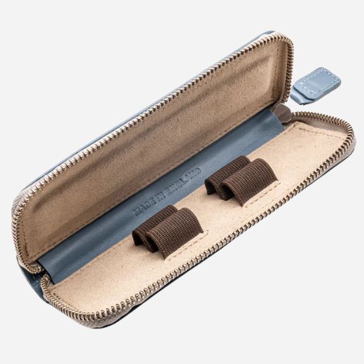 Yard-O-Led Sky Blue Leather Zip Pencil Case - Image 3